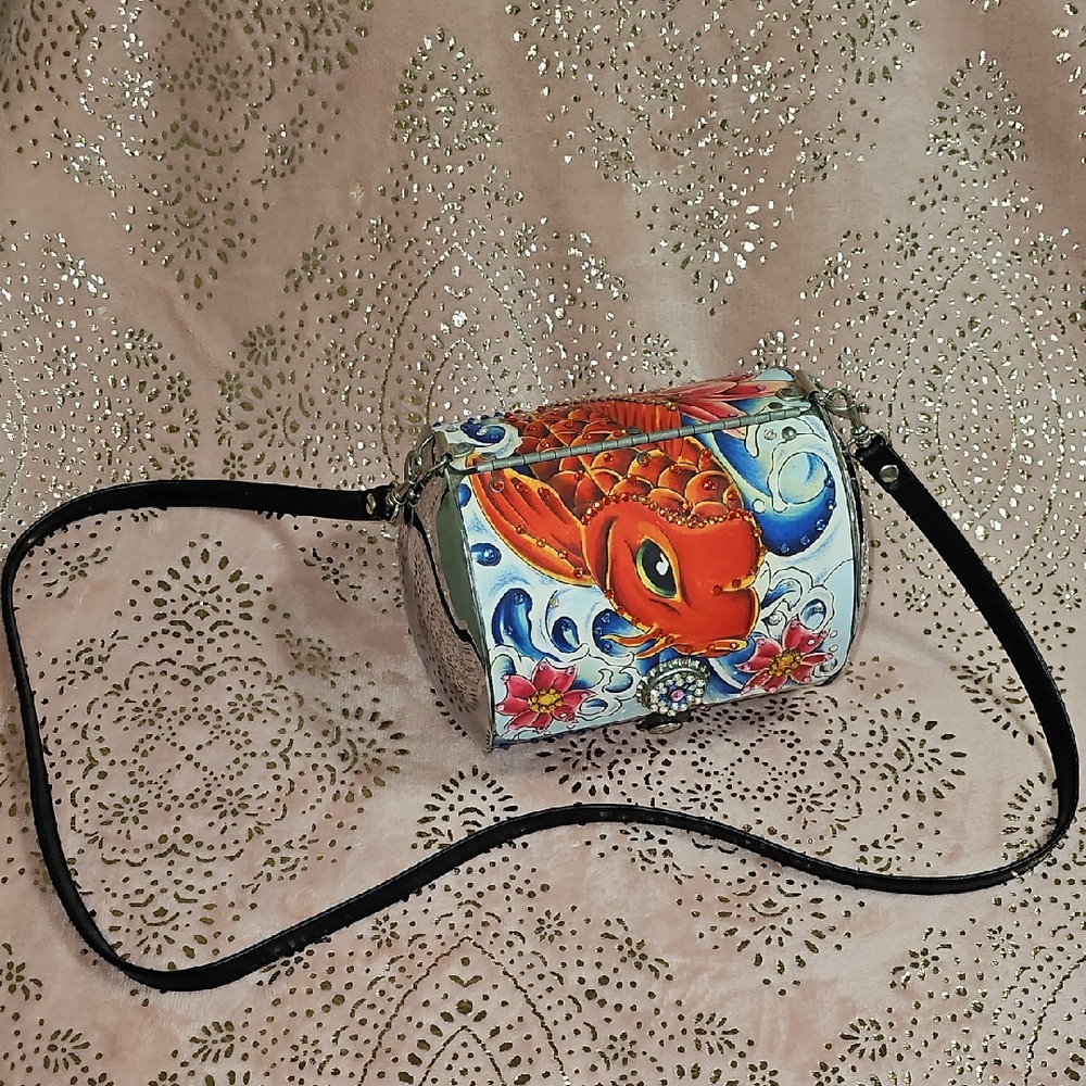 Metal Colorful Koi Sparkle  Women's Crossbody Bag